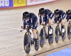 The women’s team pursuit in action at the UCI World Championships in London this year. (Credit: Guy Swarbrick)